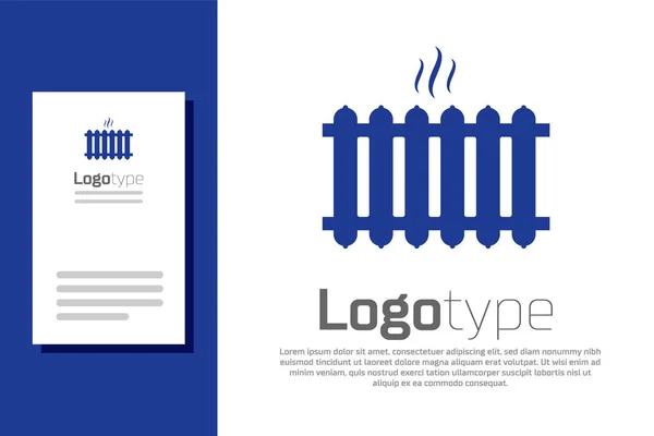 Blauwe Verwarming radiator pictogram geïsoleerd op witte achtergrond. Logo ontwerp template element. Vector Illustratie — Stockvector