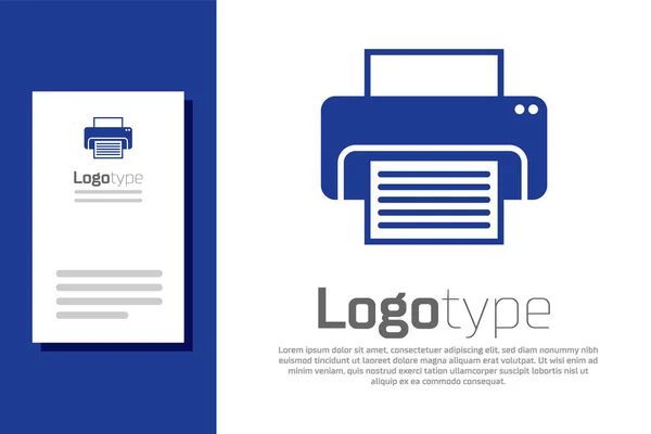 Blaues Druckersymbol isoliert auf weißem Hintergrund. Logo Design Template-Element. Vektorillustration — Stockvektor
