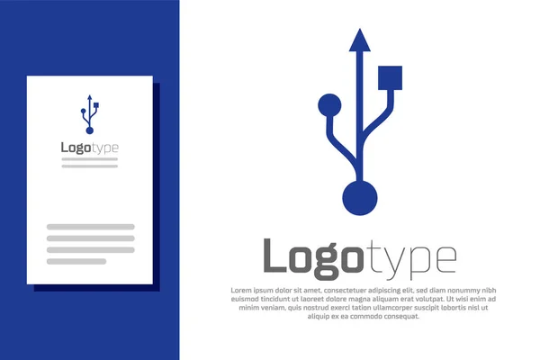 Blauwe Usb symbool pictogram geïsoleerd op witte achtergrond. Logo ontwerp template element. Vector Illustratie — Stockvector
