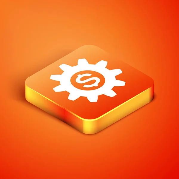 Isometric Gear with dollar symbol icon isolated on orange background. Business and finance conceptual icon. Vector Illustration — ストックベクタ