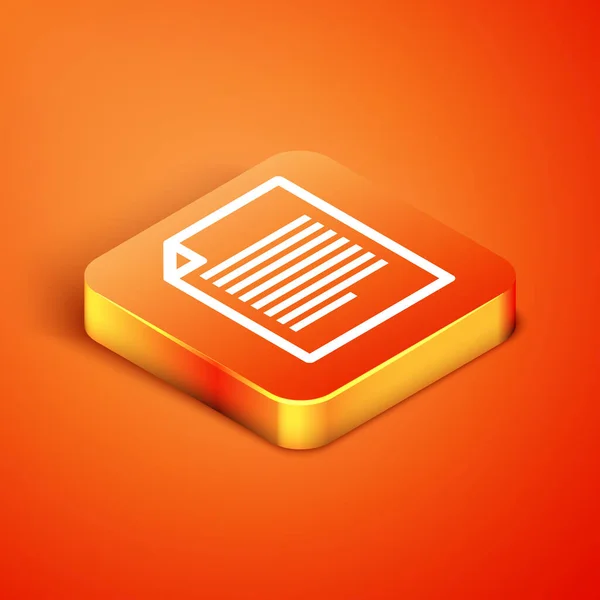 Isometrisches Dokument-Symbol auf orangefarbenem Hintergrund. -Dateisymbol. Checklisten-Symbol. Geschäftskonzept. Vektorillustration — Stockvektor