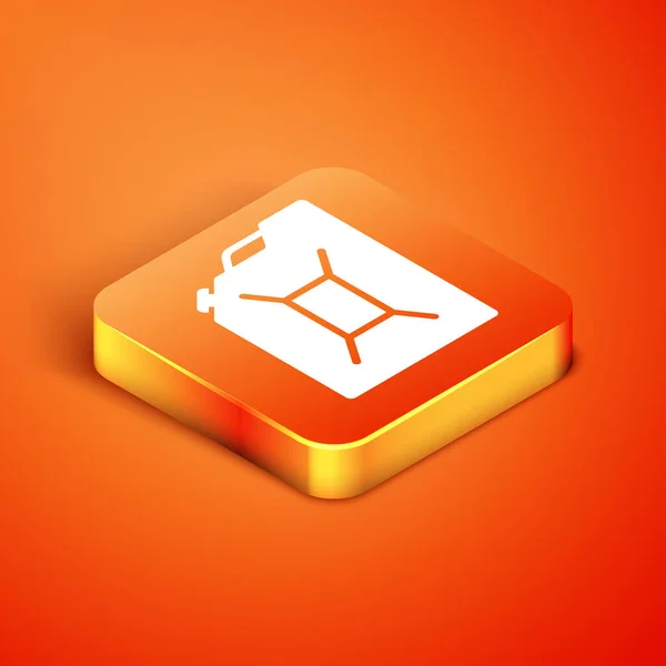 Isometric Canister for gasoline icon isolated on orange background. Diesel gas icon. Vector Illustration — ストックベクタ