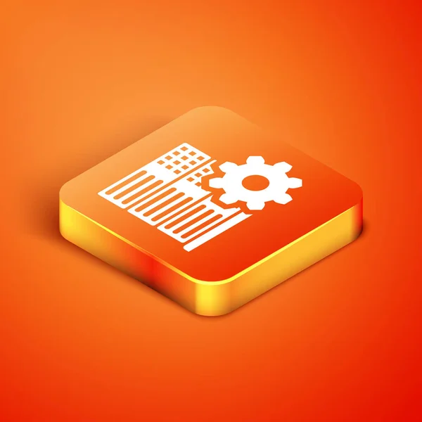 Isometric Server setting icon isolated on orange background. Vector Illustration — ストックベクタ