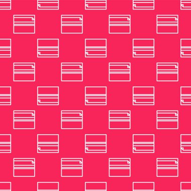 Beyaz çizgi yuvarlanan kağıt simgesi kırmızı arkaplanda izole edilmiş pürüzsüz desen. Vektör İllüstrasyonu