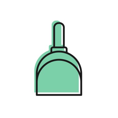 Beyaz arka planda yalıtılmış siyah çizgi Dustpan simgesi. Temizlik kepçe hizmetleri. Vektör İllüstrasyonu