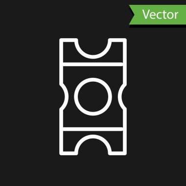 Siyah arka planda beyaz çizgi kuponu simgesi izole edildi. Boş alışveriş indirimi etiketi. Şablon indirimli afiş. Vektör İllüstrasyonu