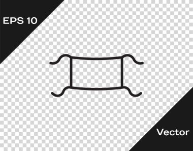 Siyah çizgi tıbbi koruyucu maske simgesi şeffaf arkaplanda izole edildi. Vektör İllüstrasyonu