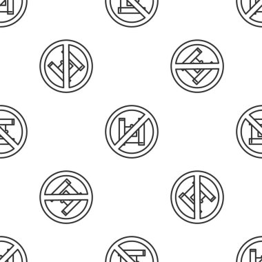 Gri çizgi. Plastik poşetlere hayır deyin. Poster simgesi. Tek kullanımlık selofan ve politen paket yasaklama işareti. Vektör İllüstrasyonu