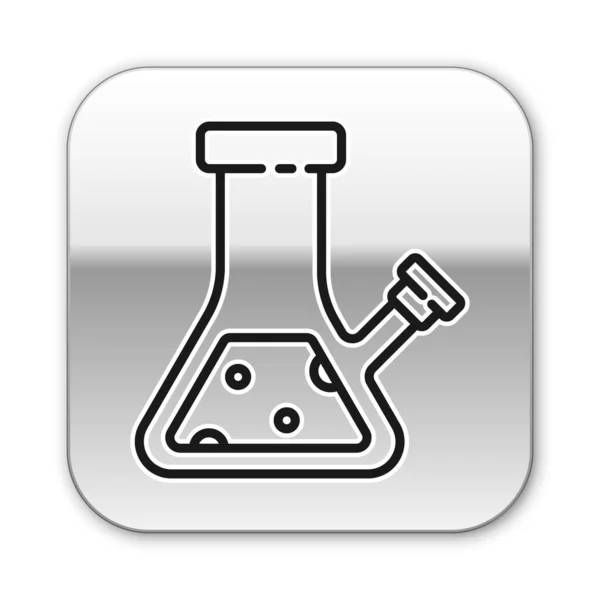 黑线玻璃棒 用于吸食大麻或大麻图标 在白色背景下隔离 银方按钮 病媒图解 — 图库矢量图片