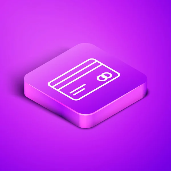 Isometric Line Isometric Card Icon Isolated Purple Background Pembayaran Online - Stok Vektor