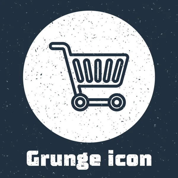 Grunge Line Shopping Vagn Ikon Isolerad Grå Bakgrund Nätköpskoncept Leveransskylt — Stock vektor