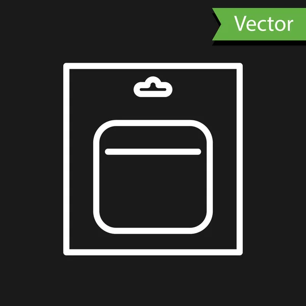 Ligne Blanche Batterie Pack Icône Isolée Sur Fond Noir Symbole — Image vectorielle