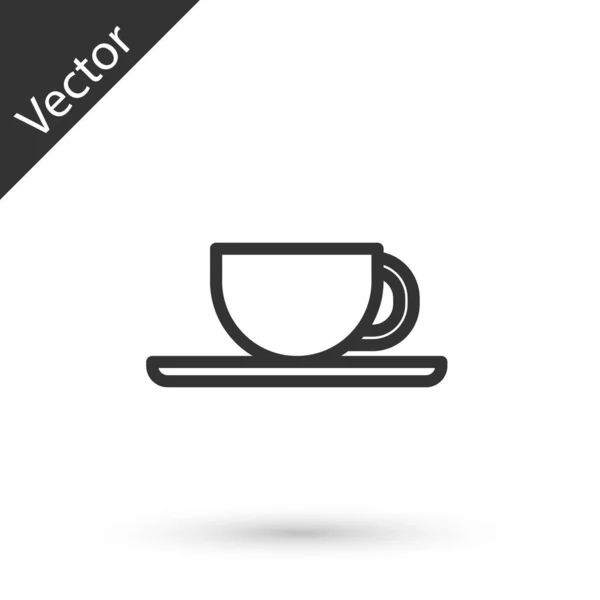 Grey Line Coffee Cup Icon Isolated White Background Tea Cup — Stock Vector