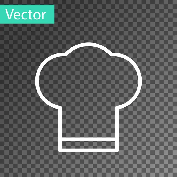 White Line Chef Hat Icon Isolated Transparent Background Cooking Symbol — Stock Vector