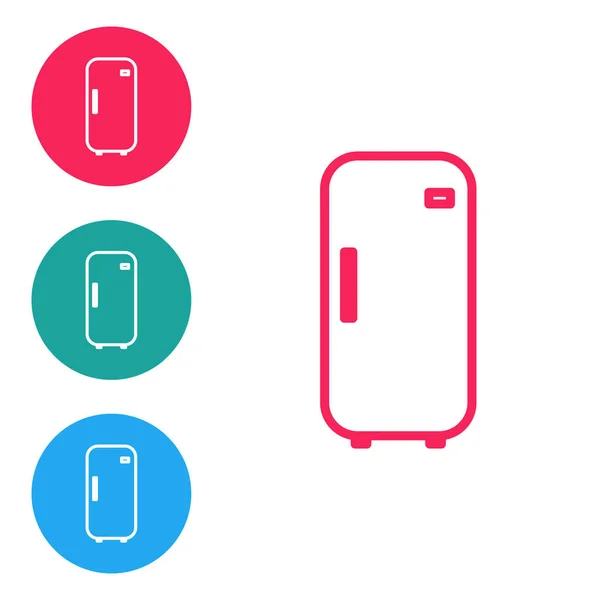 Línea Roja Icono Del Refrigerador Aislado Sobre Fondo Blanco Refrigerador — Vector de stock