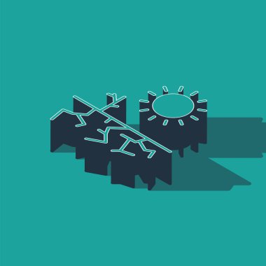 Isometric Kuraklık simgesi yeşil arkaplanda izole edildi. Vektör İllüstrasyonu