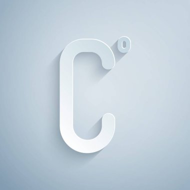 Kağıt kesiği, gri arkaplanda izole edilmiş Celsius simgesi. Kağıt sanatı tarzı. Vektör İllüstrasyonu