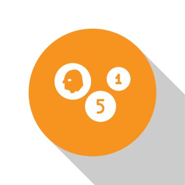 Beyaz Para para simgesi beyaz arkaplanda izole edildi. Bankacılık işareti. Para sembolü. Turuncu daire düğmesi. Vektör İllüstrasyonu