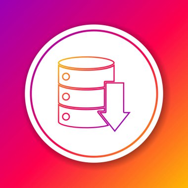 Renk çizgisi sunucusu, Data, Web sunucu simgesi renk arkaplanında izole edildi. Çember beyaz düğme. Vektör İllüstrasyonu