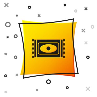 Beyaz arka planda izole edilmiş siyah geleneksel halı kültürü ramazan Arap kutlama ikonu. Sarı kare düğme. Vektör İllüstrasyonu