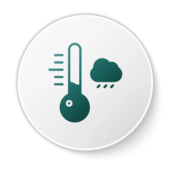 Green Meteorology Thermometer Measuring Icon Isolated White Background Thermometer Equipment — Stock Vector