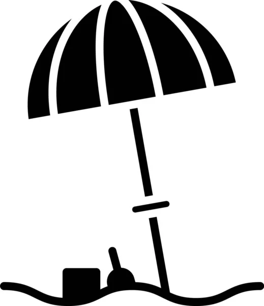 Black Sun Protective Umbrella Beach Icon Isolated White Background Large — Stock Vector