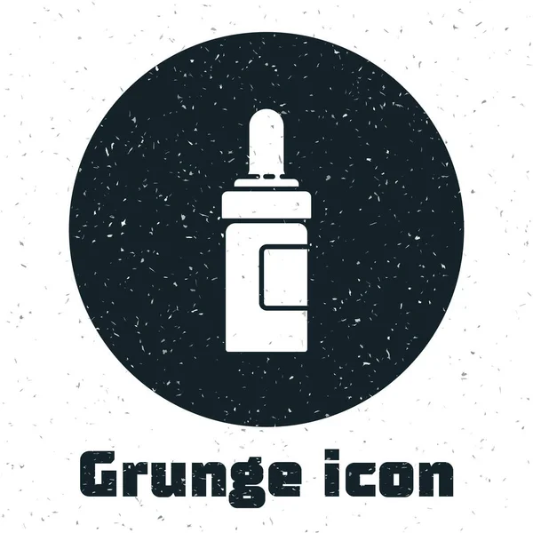 Grunge Icône Bouteille Huile Soin Barbe Moustaches Isolé Sur Fond — Image vectorielle