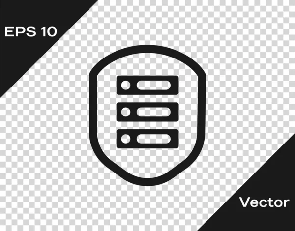 Schwarzer Server Mit Schild Symbol Auf Transparentem Hintergrund Schutz Vor — Stockvektor