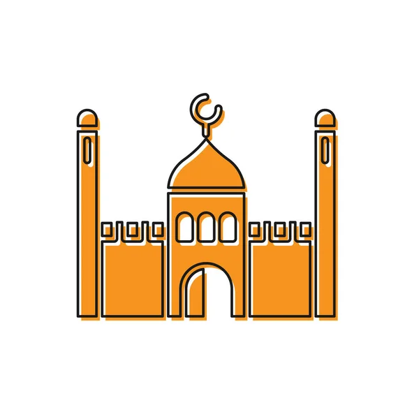 Ikone Der Orangefarbenen Muslimischen Moschee Auf Weißem Hintergrund Vektorillustration — Stockvektor