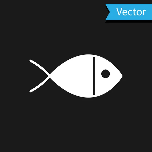Символ Белой Христианской Рыбы Выделен Черном Фоне Символ Иисуса Векторная — стоковый вектор