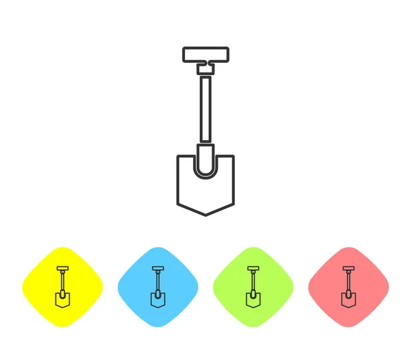 Grijze Lijn Schep Pictogram Geïsoleerd Witte Achtergrond Tuingereedschap Gereedschap Voor — Stockvector