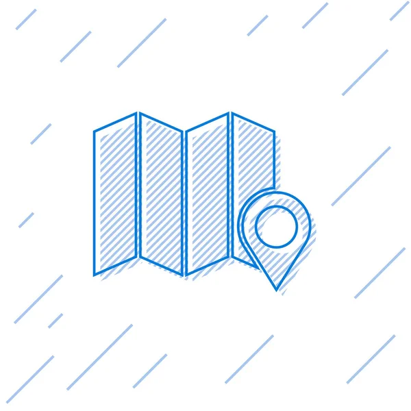 Ormanın mavi çizgi konumu beyaz arka planda izole edilmiş bir harita simgesi üzerinde. Vektör İllüstrasyonu