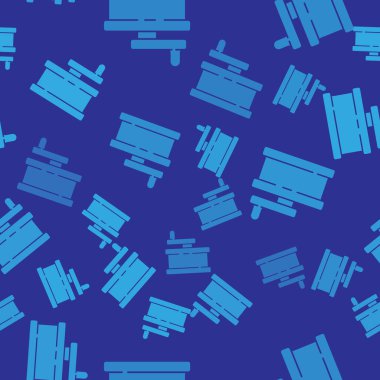 Mavi manuel öğütücü simgesi mavi arkaplandaki kusursuz deseni izole etti. Vektör İllüstrasyonu