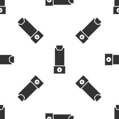 Gri astım ikonu beyaz arka planda izole edilmiş kusursuz desen. Öksürük şurubu, solunum, alerjik hasta. Vektör İllüstrasyonu