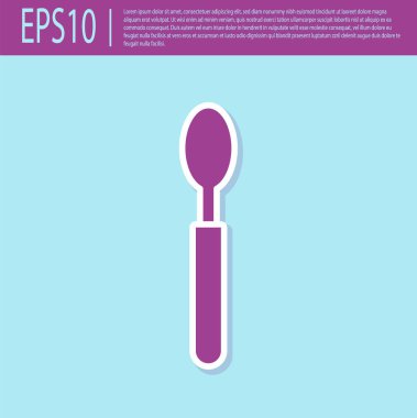 Retro mor Kaşık simgesi turkuaz arka plan izole. Pişirme aleti. Çatal bıçak takımı işareti. Vektör İllüstrasyonu