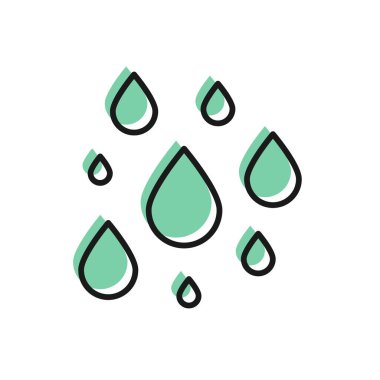 Siyah çizgi su bırakma simgesi beyaz arkaplanda izole edildi. Vektör İllüstrasyonu