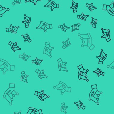 Yeşil arkaplanda siyah çizgi pasta grafiği ikonu izole edilmiş pürüzsüz desen. Diyagram çizelgesi. Vektör İllüstrasyonu