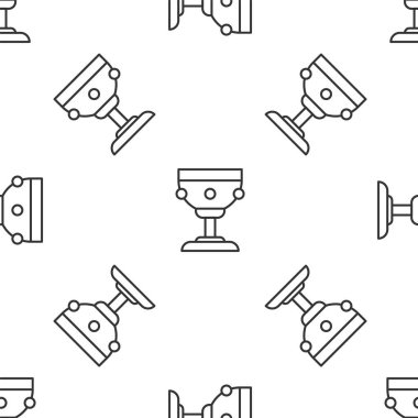 Gri çizgi Hıristiyan kadeh ikonu beyaz arka planda kusursuz desen izole etti. Hıristiyanlık ikonu. Mutlu Paskalyalar. Vektör İllüstrasyonu