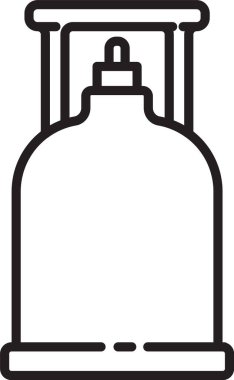 Siyah çizgi kamp gaz ocağı ikonu beyaz arka planda izole edilmiş. Taşınabilir gaz ocağı. Yürüyüş, kamp malzemeleri. Vektör İllüstrasyonu