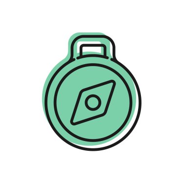 Siyah çizgi pusula simgesi beyaz arkaplanda izole edildi. Rüzgâr yön bulma sembolü. Rüzgar gül işareti. Vektör İllüstrasyonu