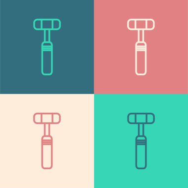 Pop sanat çizgisi nöroloji refleks çekici ikonu renk arkaplanında izole edildi. Vektör İllüstrasyonu