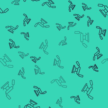 Siyah çizgi tıbbi sandalye ikonu yeşil arka planda izole edilmiş pürüzsüz desen. Dişçi koltuğu. Vektör İllüstrasyonu