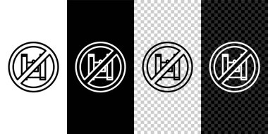 Siyah ve beyaz arka planda izole edilmiş plastik poşet poster ikonuna hayır de. Tek kullanımlık selofan ve politen paket yasaklama işareti. Vektör İllüstrasyonu