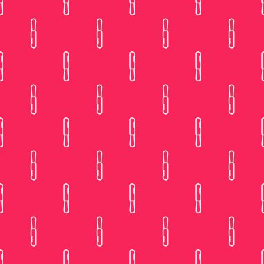 Kırmızı arka planda beyaz çizgi, tek kullanımlık plastik bıçak ikonu izole edilmiş. Vektör İllüstrasyonu