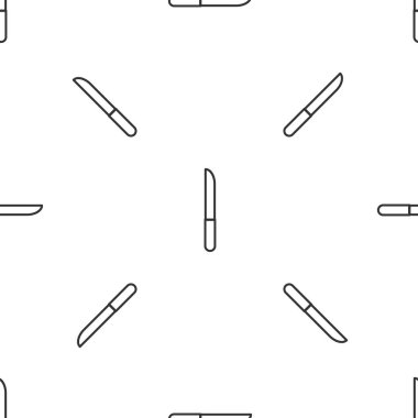 Gri çizgi bıçak ikonu beyaz arka planda kusursuz deseni izole etti. Çatal bıçak sembolü. Vektör İllüstrasyonu