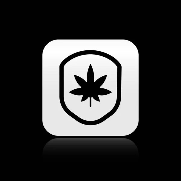 Black Shield Marijuana Cannabis Leaf Icon Isolated Black Background Marijuana — ストックベクタ