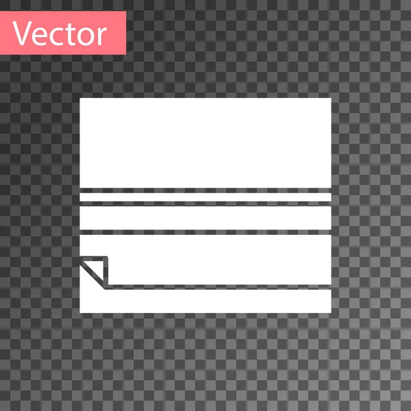 Icône Blanche Papier Rouler Isolée Sur Fond Transparent Illustration Vectorielle — Image vectorielle