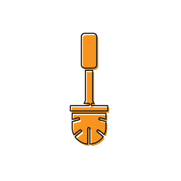 Icono Cepillo Inodoro Naranja Aislado Sobre Fondo Blanco Ilustración Vectorial — Vector de stock