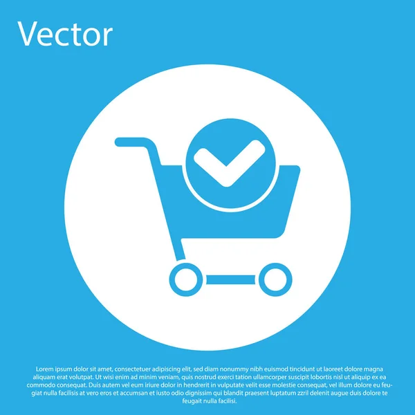 Carrito Compras Azul Con Icono Marca Verificación Aislado Sobre Fondo — Vector de stock