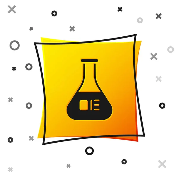 Black Test Tube Flask Chemical Laboratory Test Icon Isolated White — Stock Vector